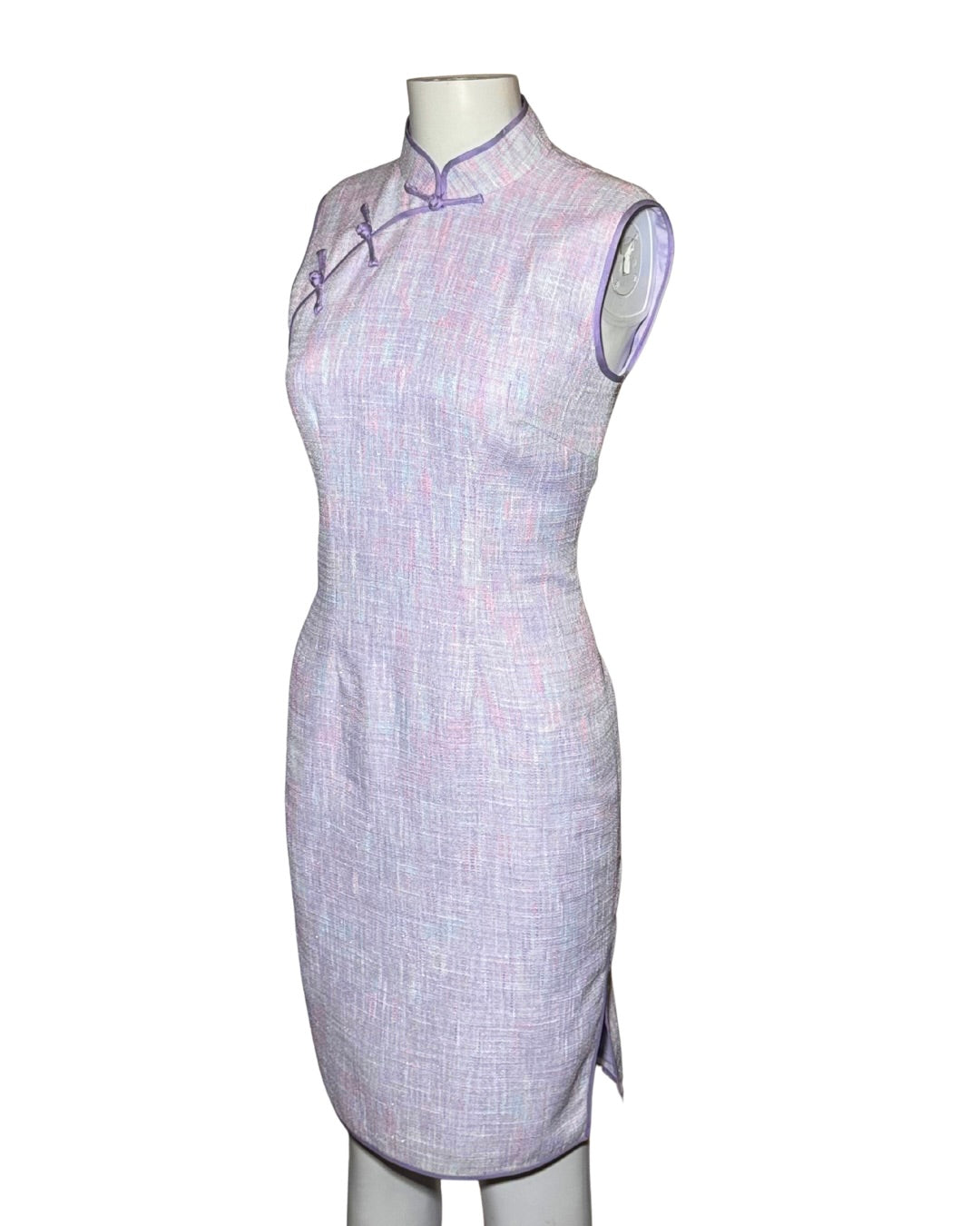 Purple 2-Piece Set Cheongsam Dress with 3D Butterfly