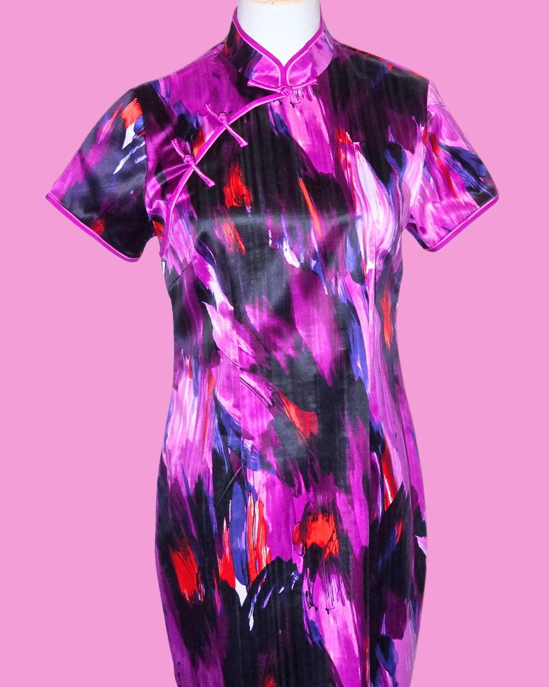 Purple and Red Brushstroke Cheongsam