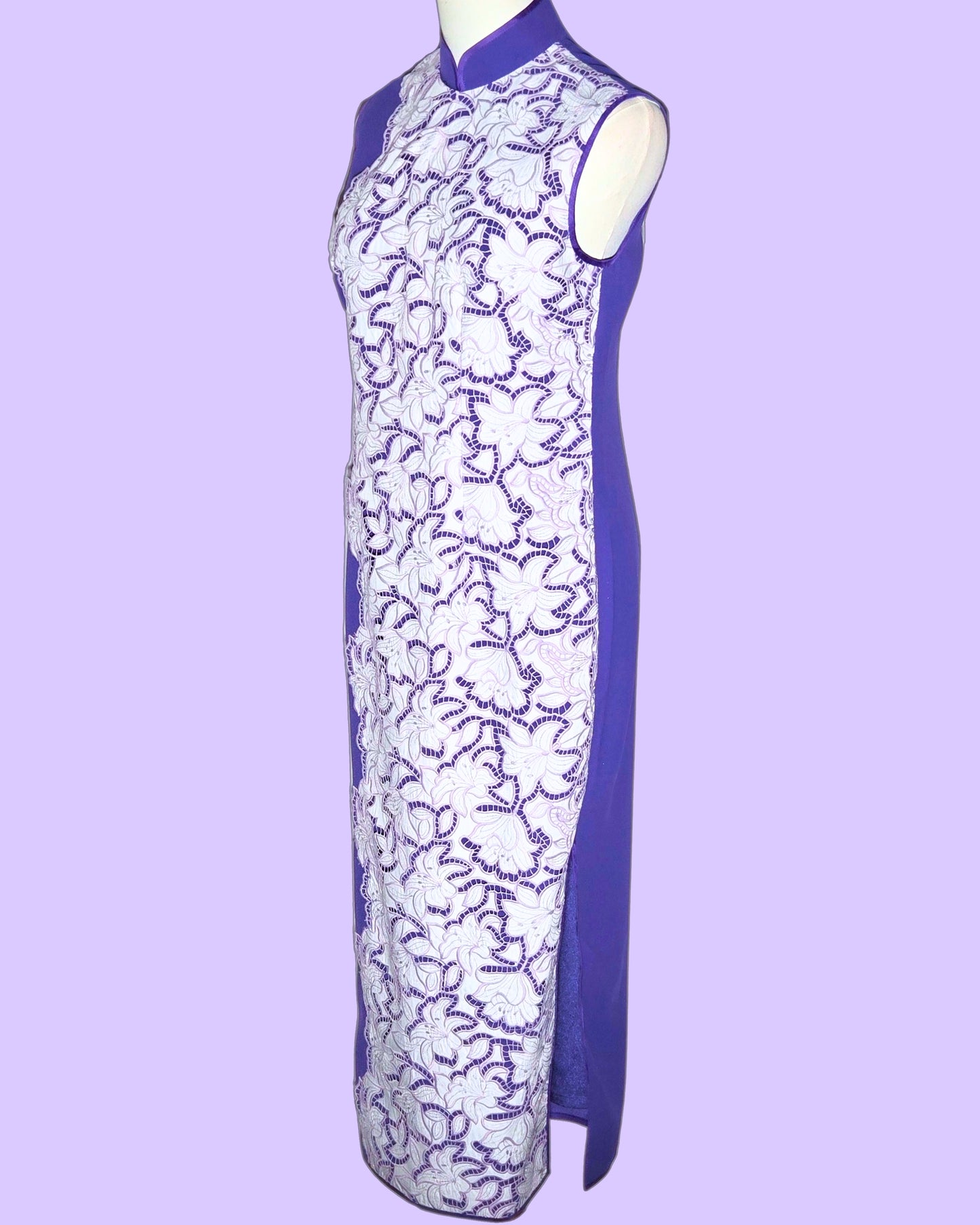 White Lace and Purple Cheongsam