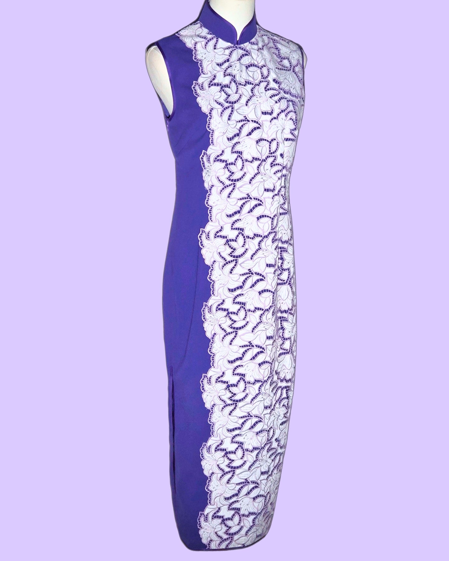 White Lace and Purple Cheongsam