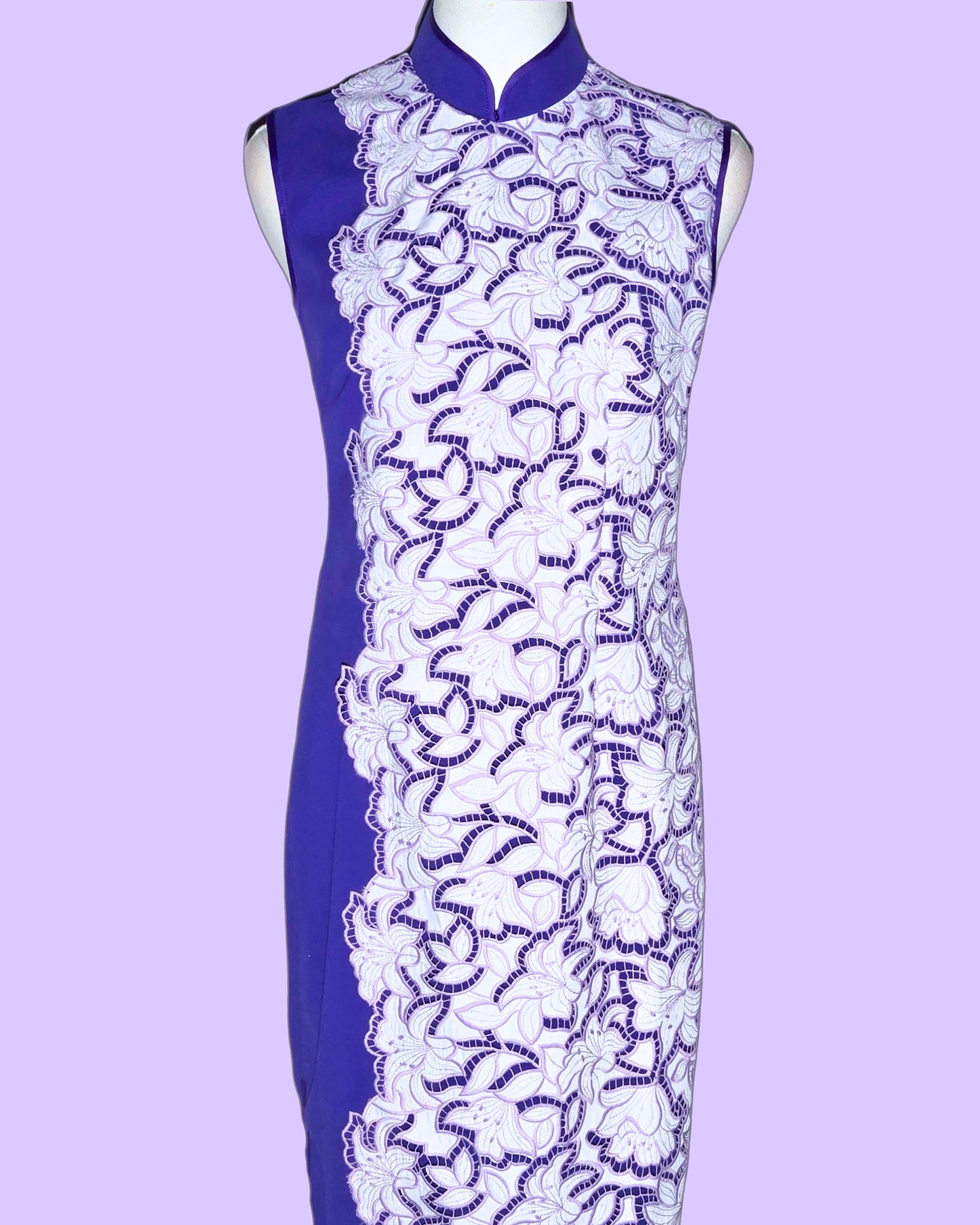 White Lace and Purple Cheongsam