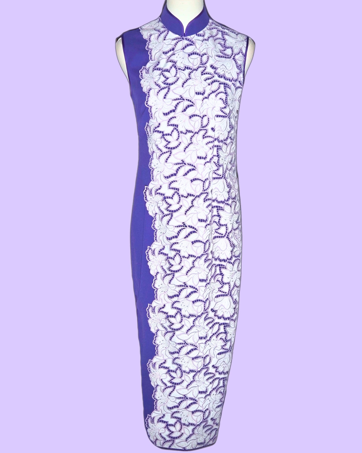 White Lace and Purple Cheongsam