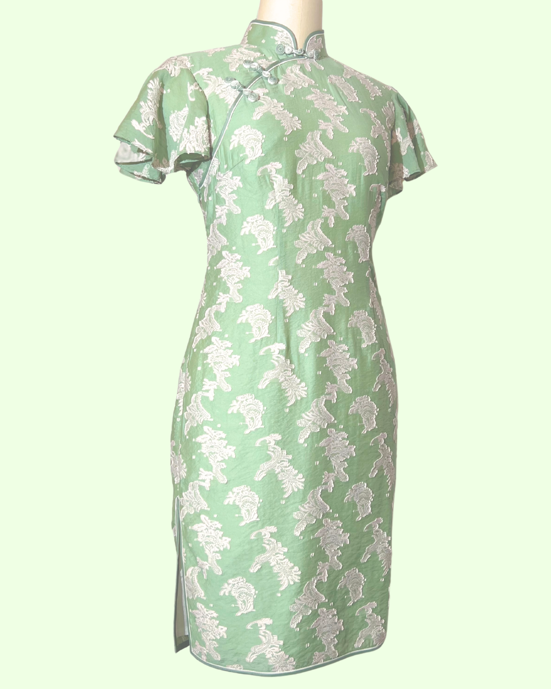 Light Green Floral Cheongsam