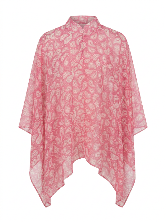 Pink White Paisley Cheongsam Cape