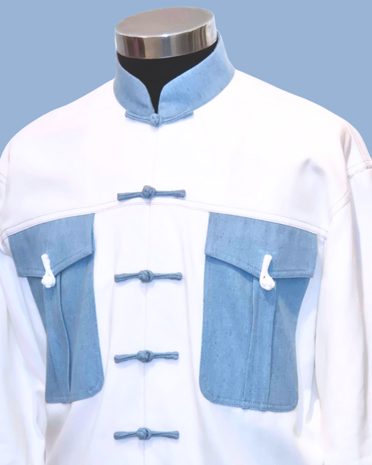 White and Blue Denim Men's Tang Jacket