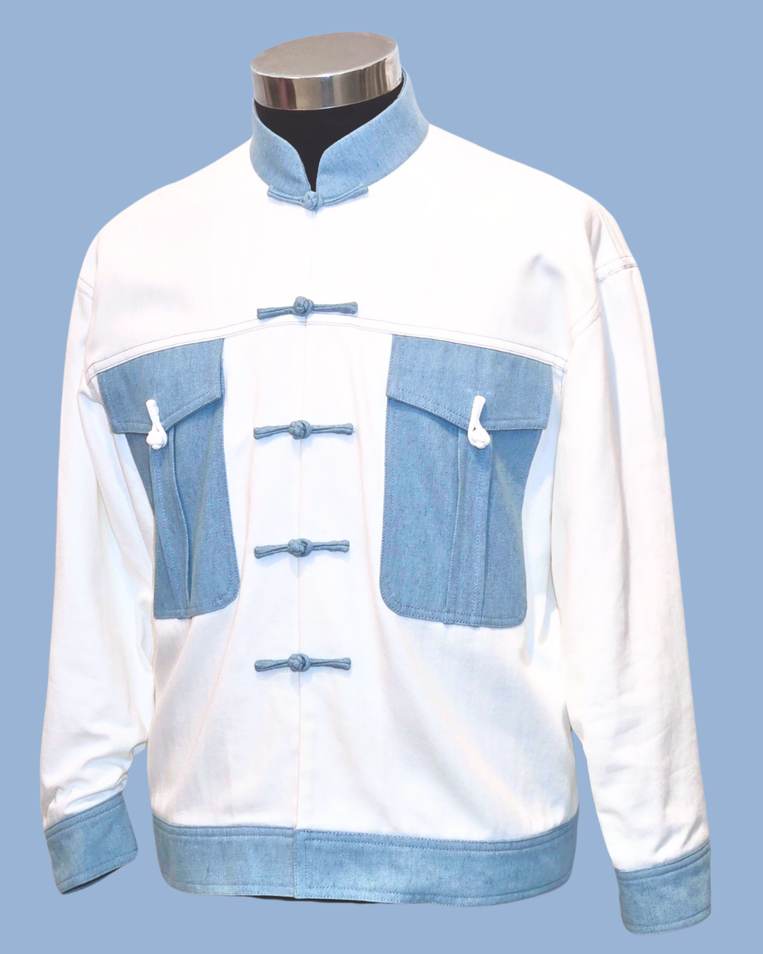 White and Blue Denim Men's Tang Jacket