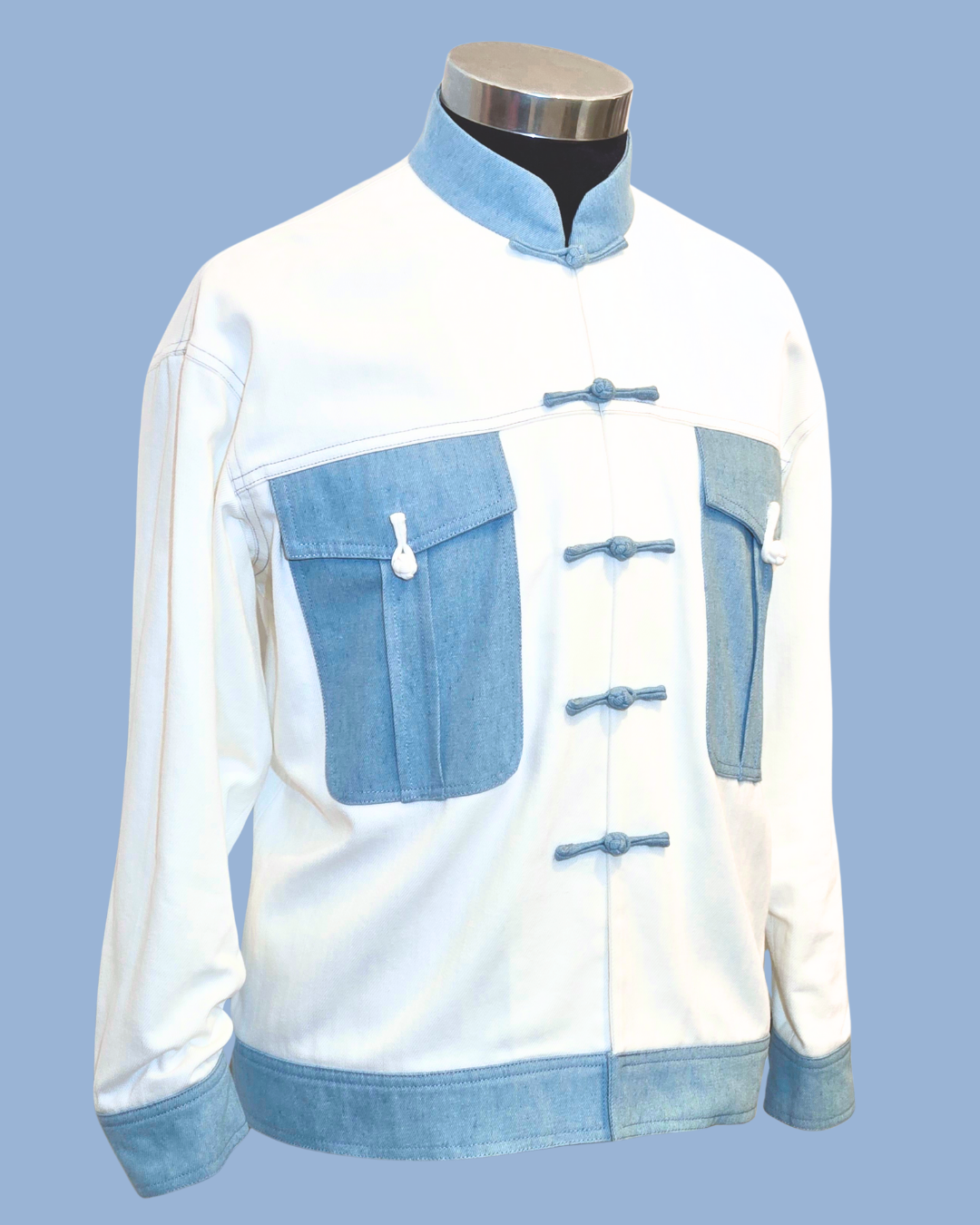 White and Blue Denim Men's Tang Jacket