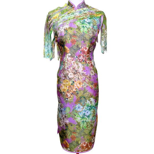 Light Green w/ Striped Fringes Cheongsam