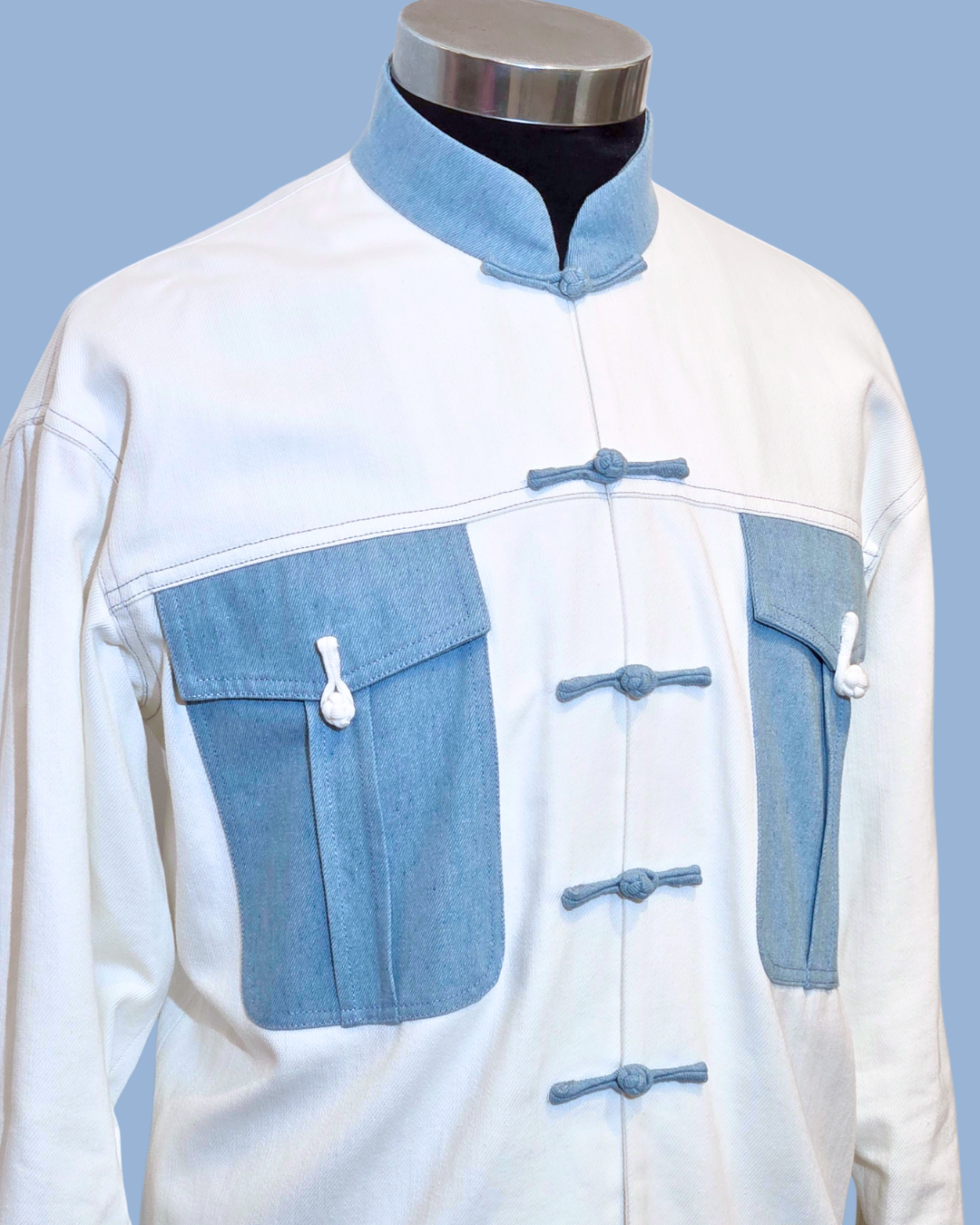 White and Blue Denim Men's Tang Jacket