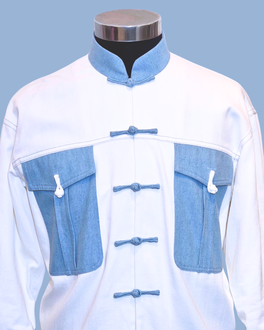 White and Blue Denim Men's Tang Jacket