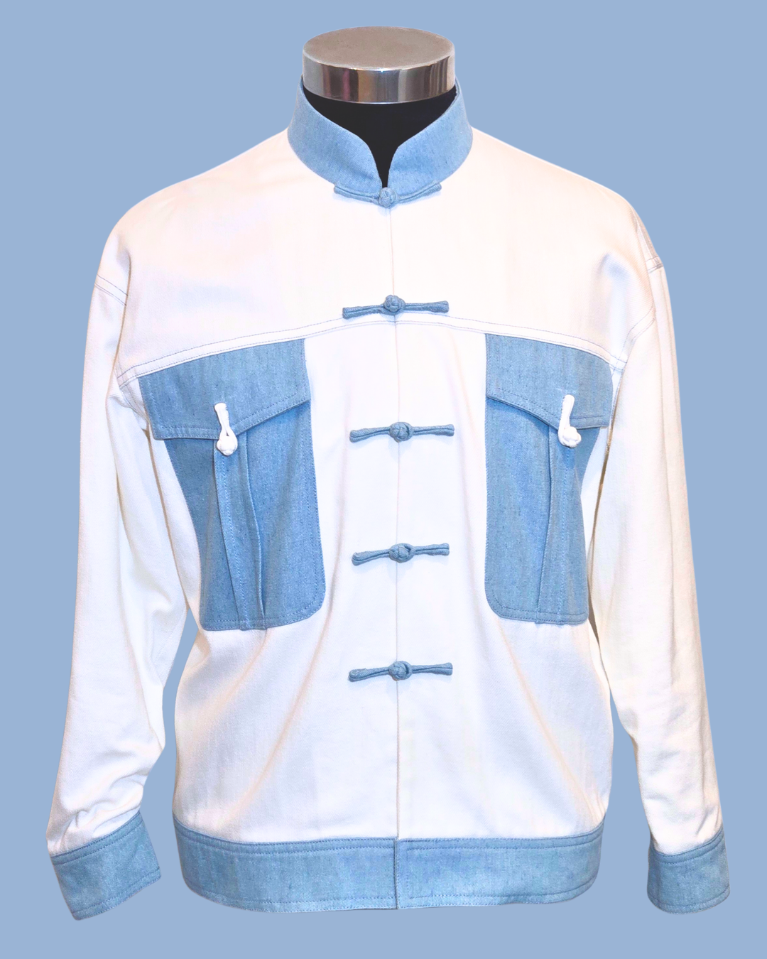 White and Blue Denim Men's Tang Jacket