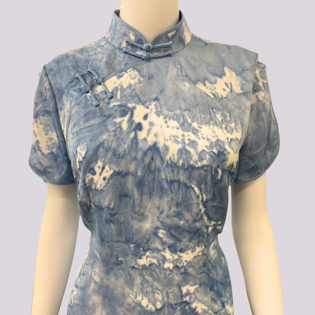 Sky Blue Tie-Dye Cheongsam
