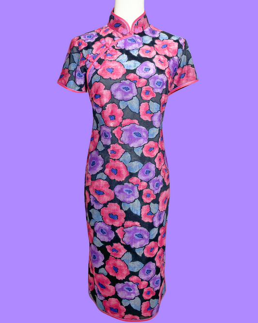 Purple and Red Floral Cheongsam