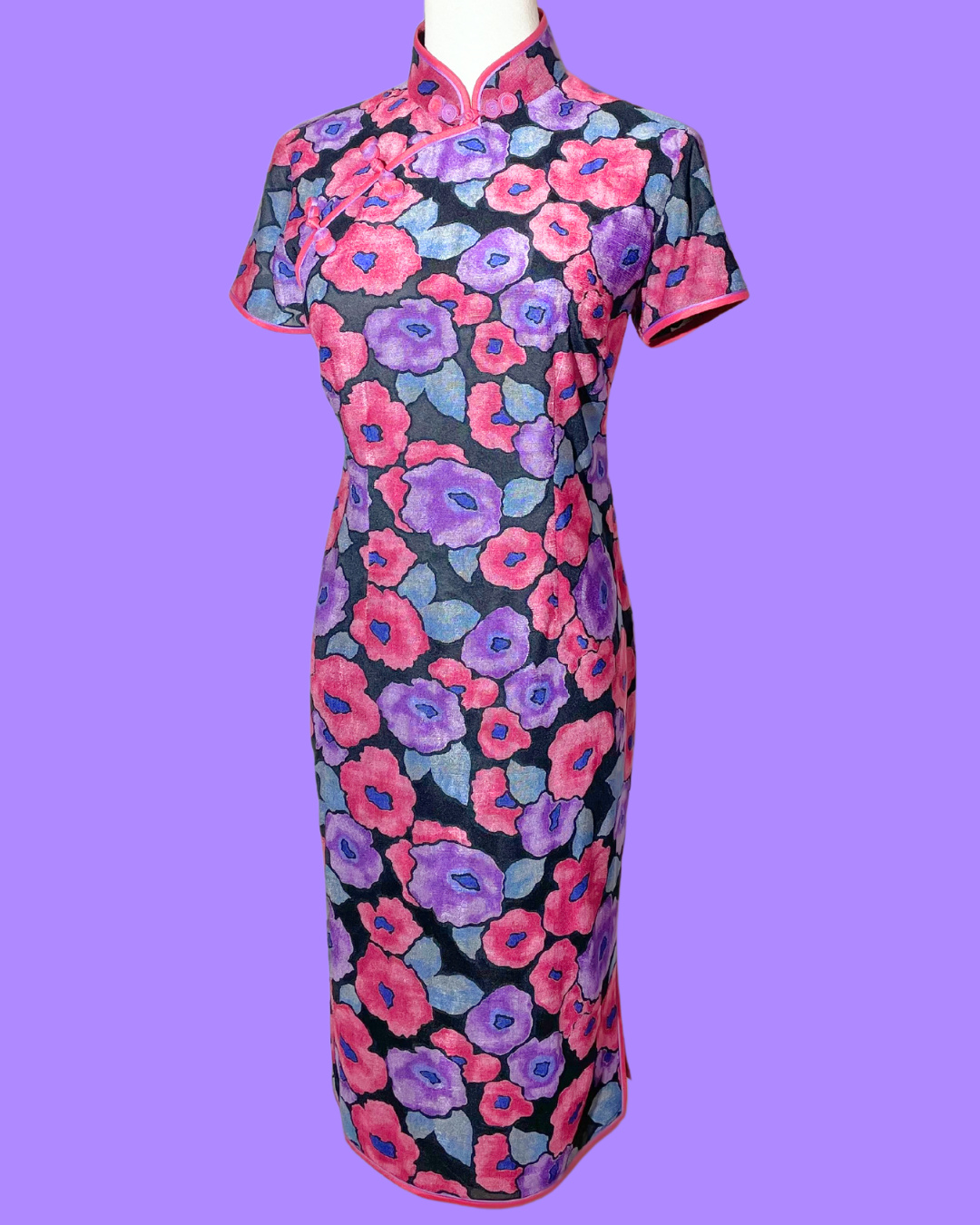 Purple and Red Floral Cheongsam