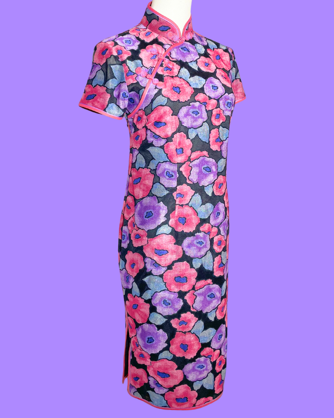 Purple and Red Floral Cheongsam