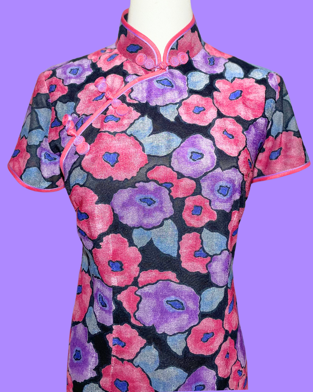 Purple and Red Floral Cheongsam