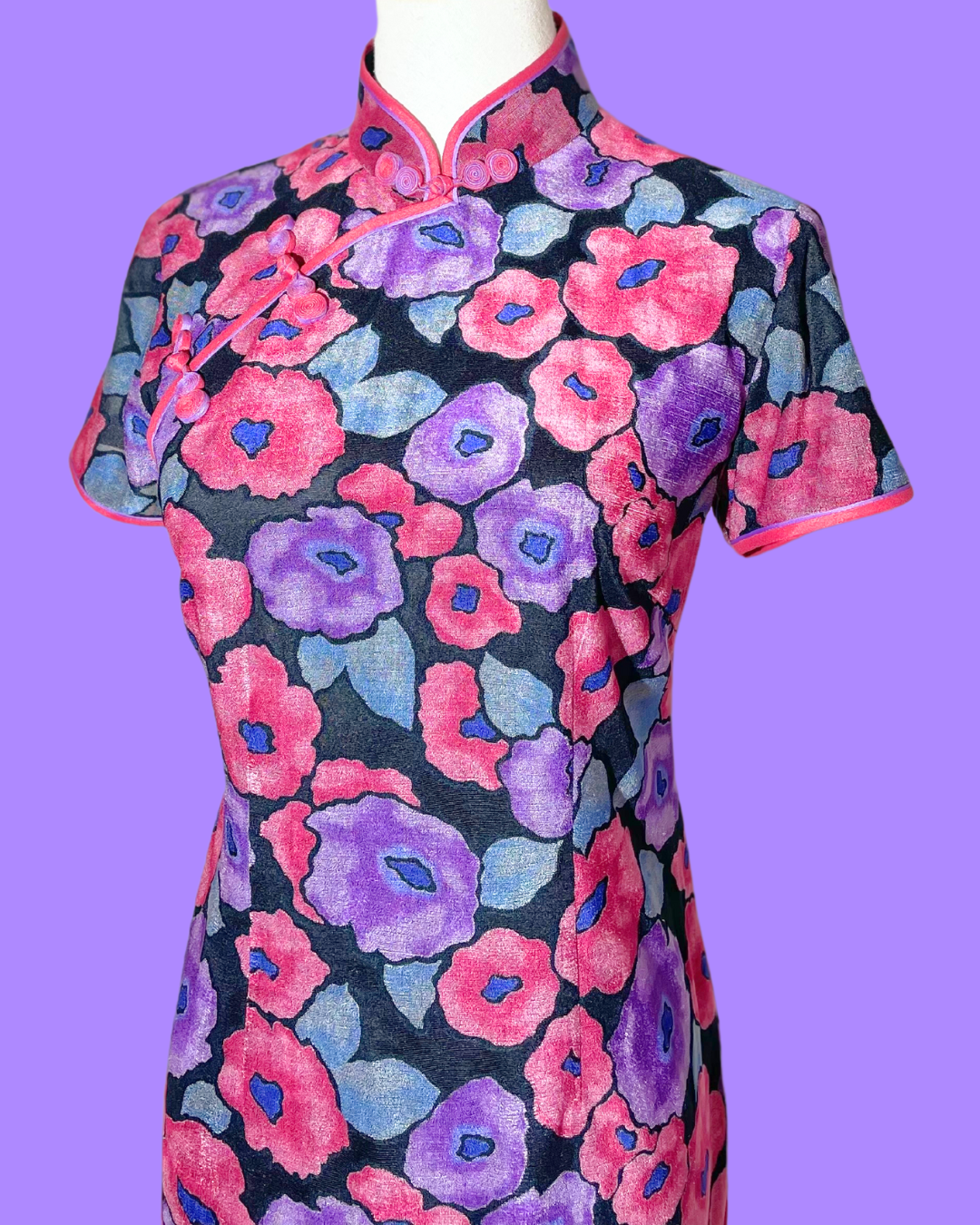 Purple and Red Floral Cheongsam