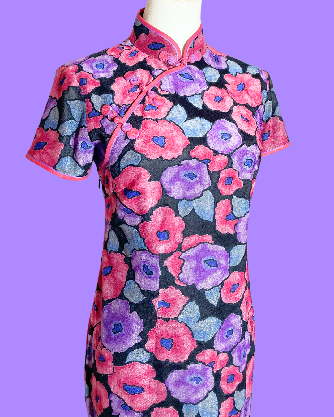 Purple and Red Floral Cheongsam