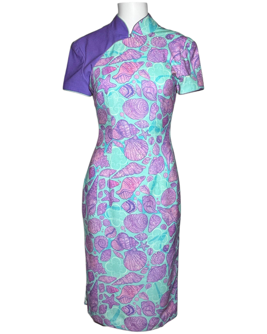 Seashell Print Cheongsam Dress
