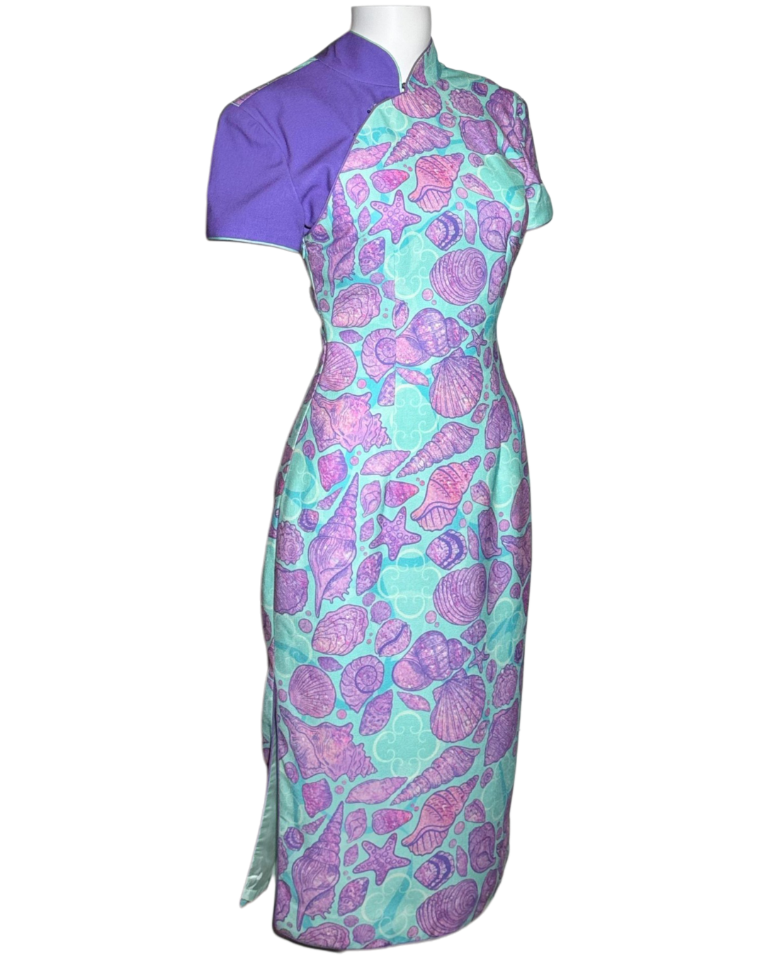 Seashell Print Cheongsam Dress