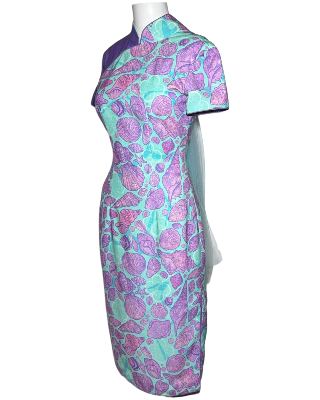 Seashell Print Cheongsam Dress