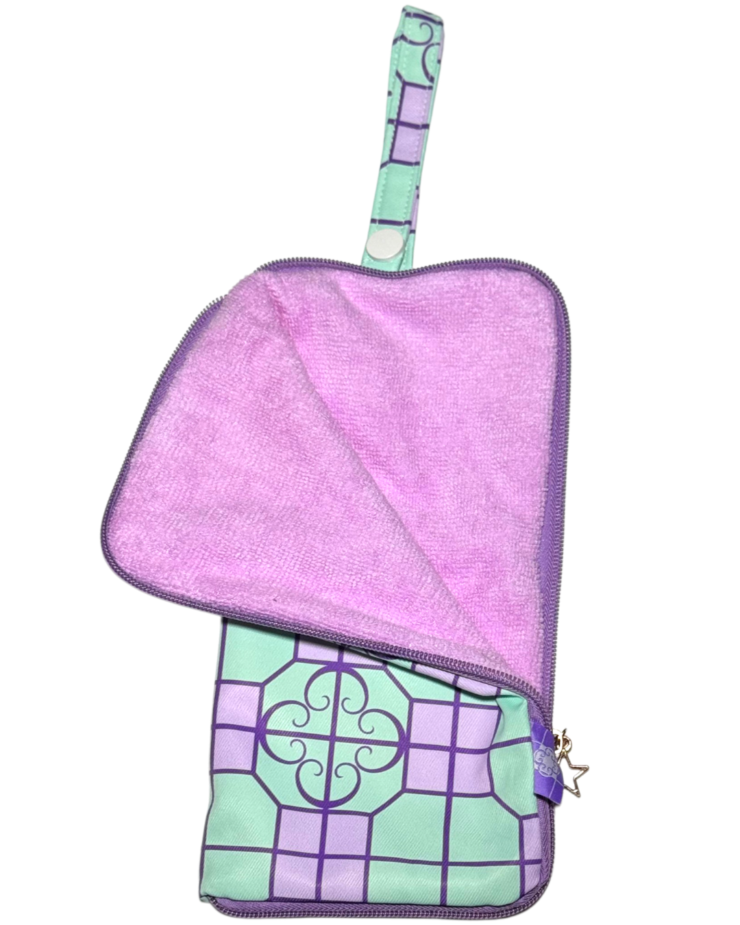 Portable Waterproof Umbrella Bag - Green & Purple Geometric Pattern