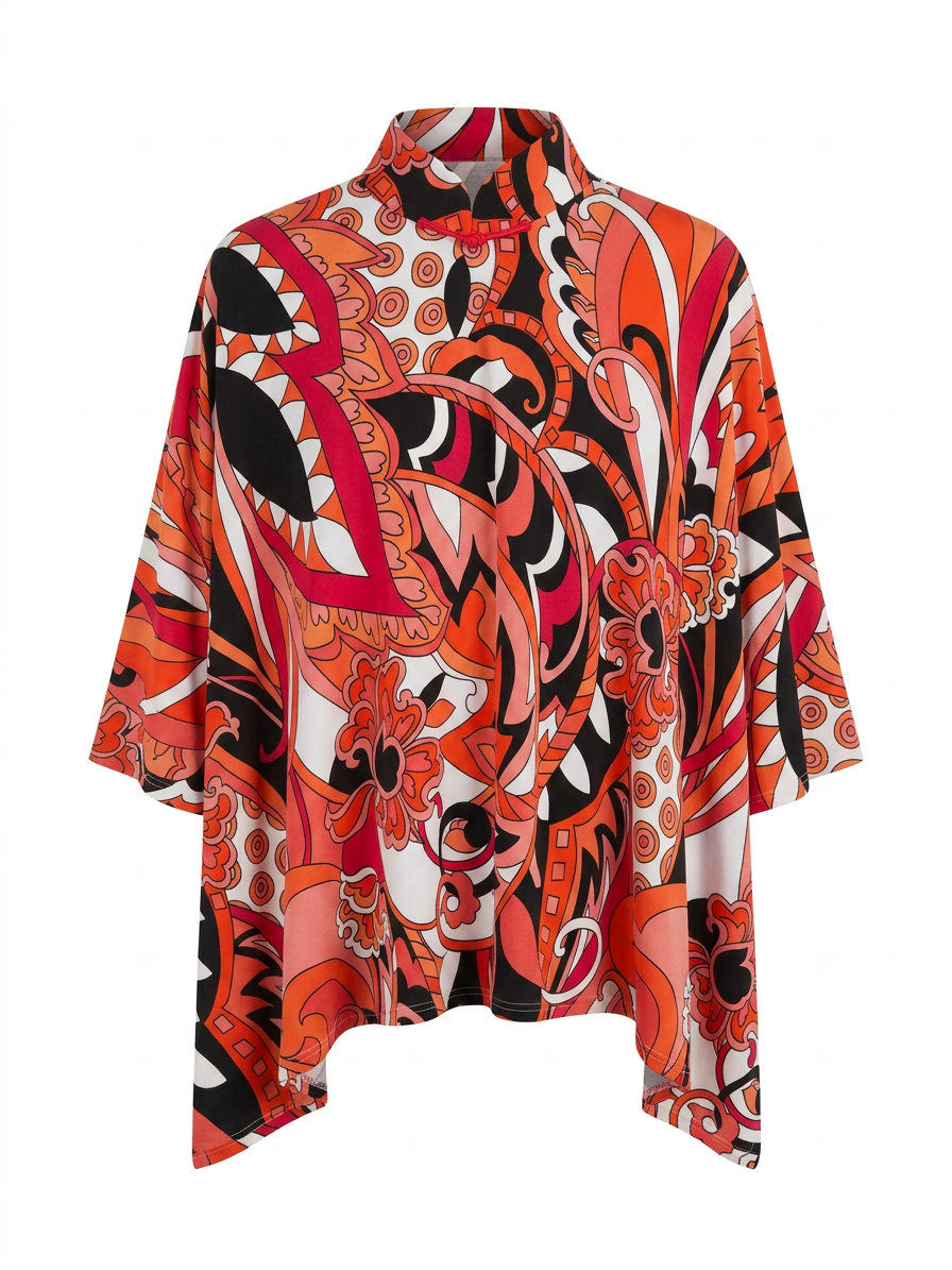 Orange Black Cheongsam Cape
