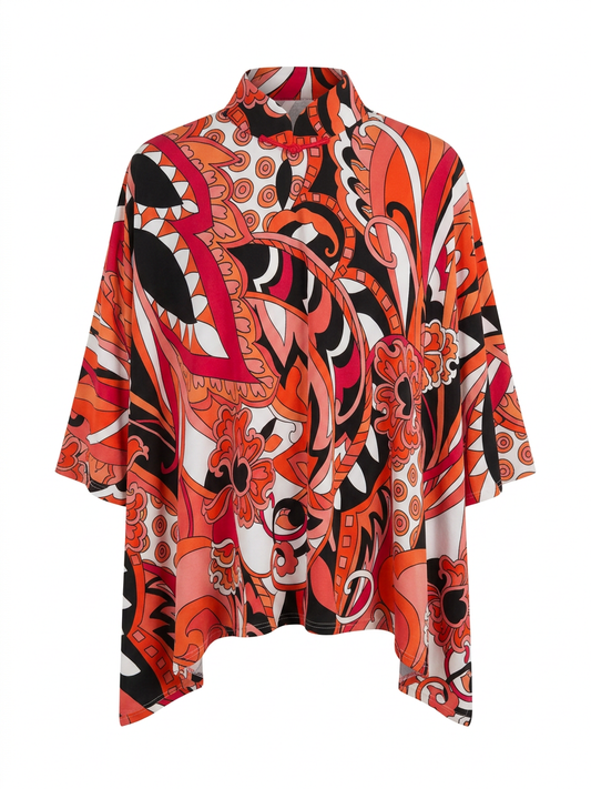 Orange Black Cheongsam Cape