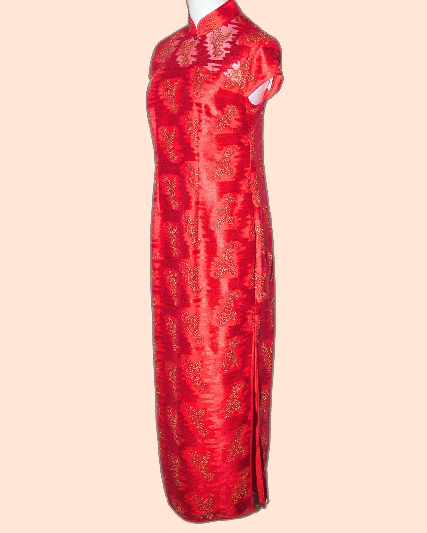Red Gold Embroidered Cheongsam