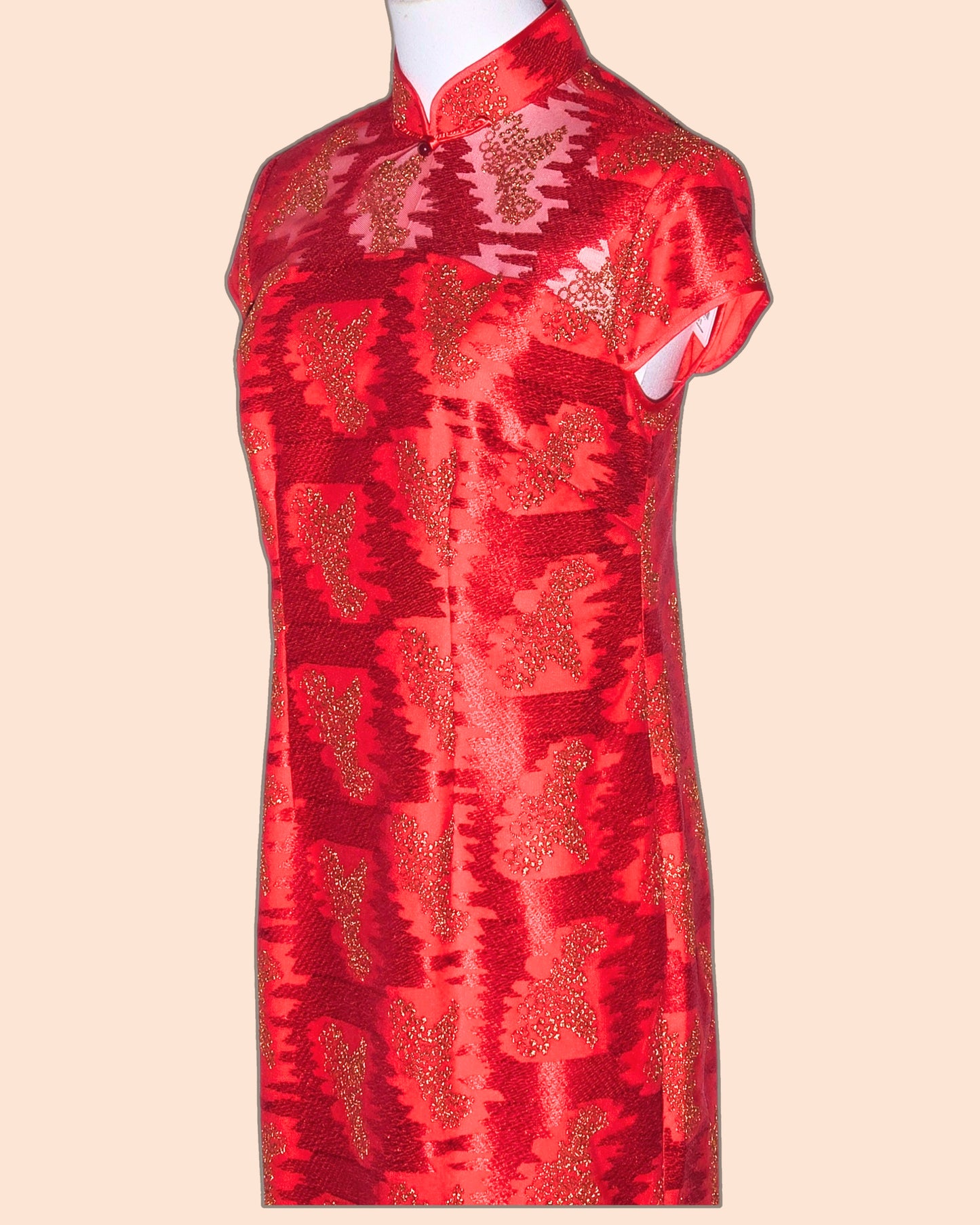 Red Gold Embroidered Cheongsam