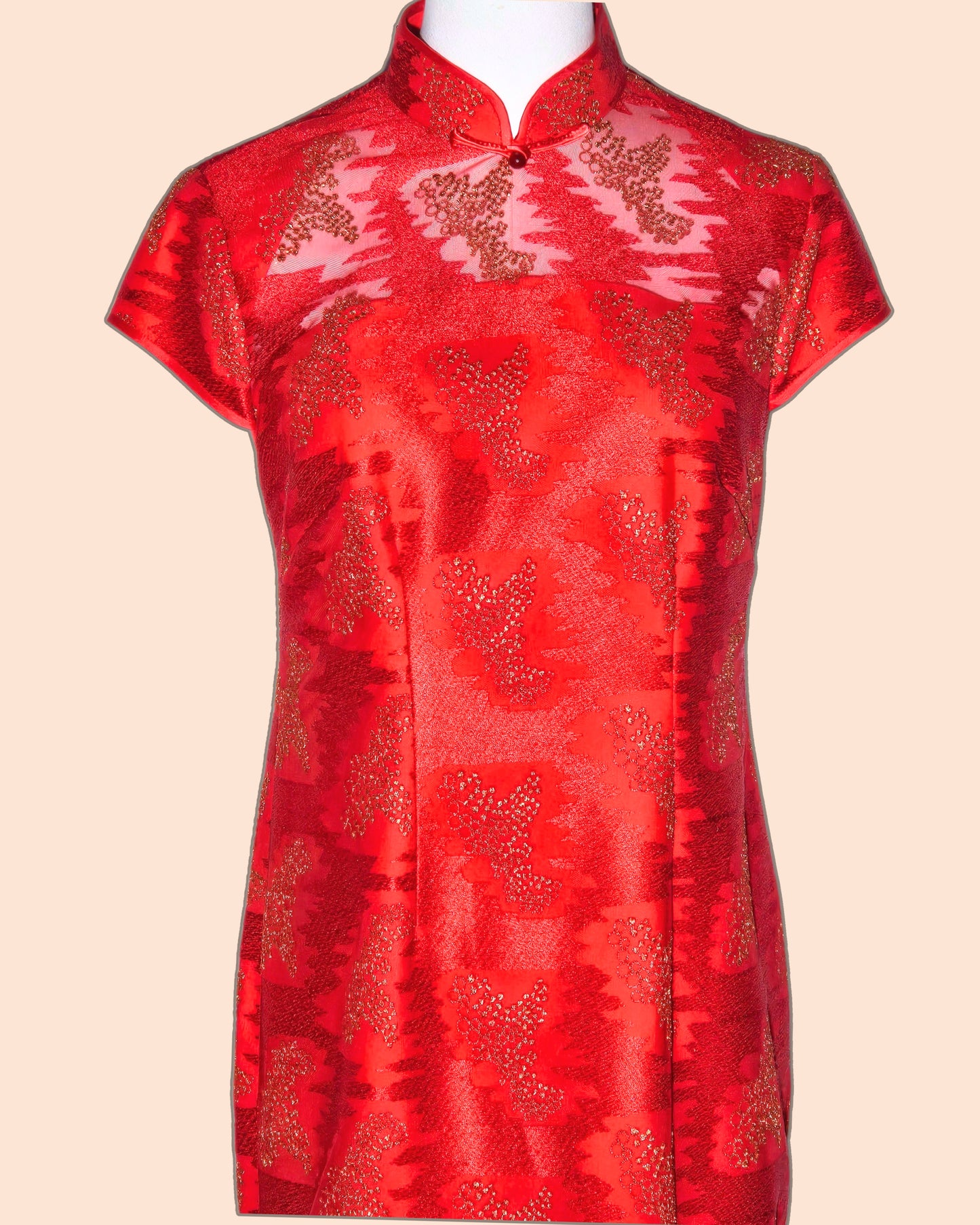 Red Gold Embroidered Cheongsam