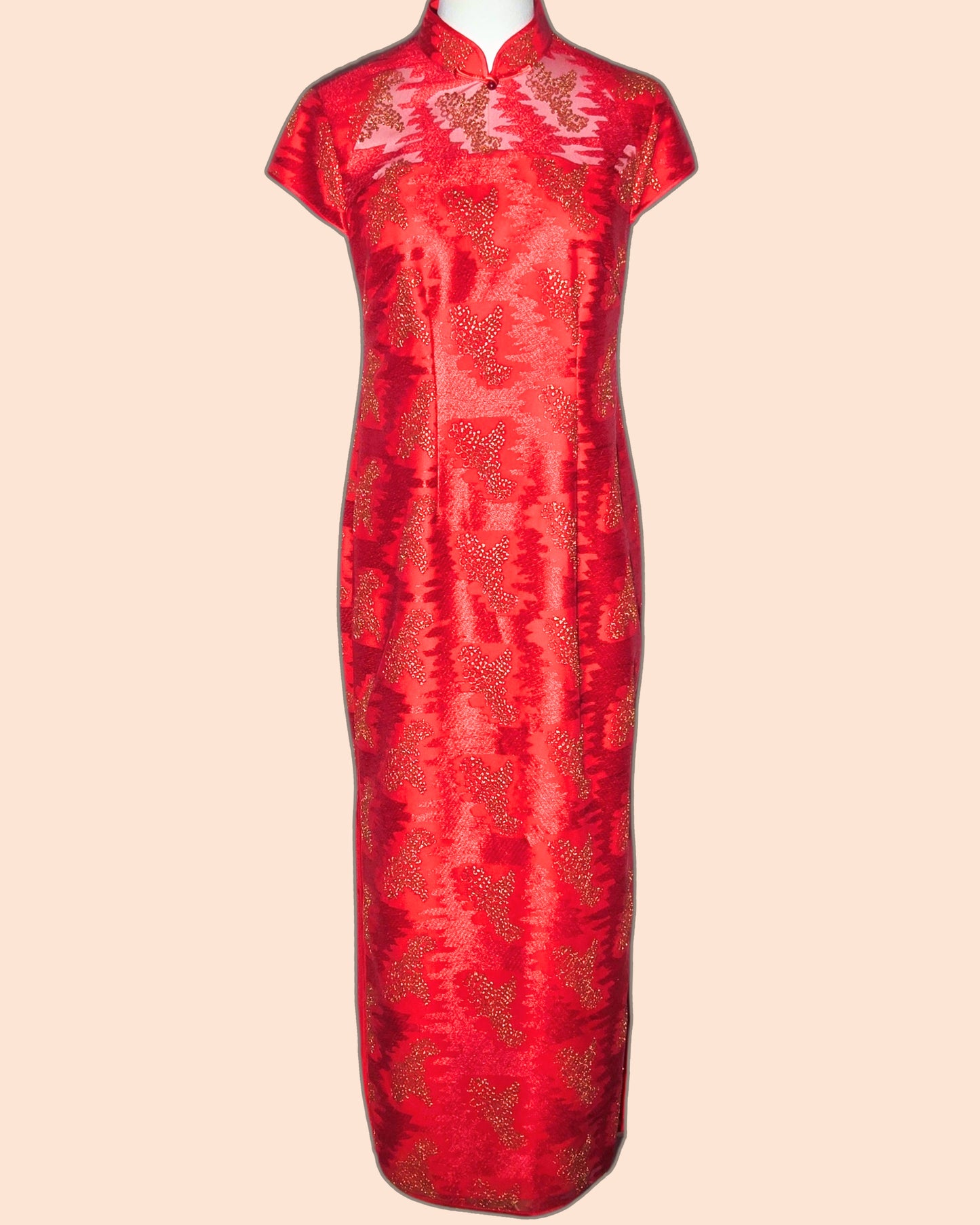 Red Gold Embroidered Cheongsam