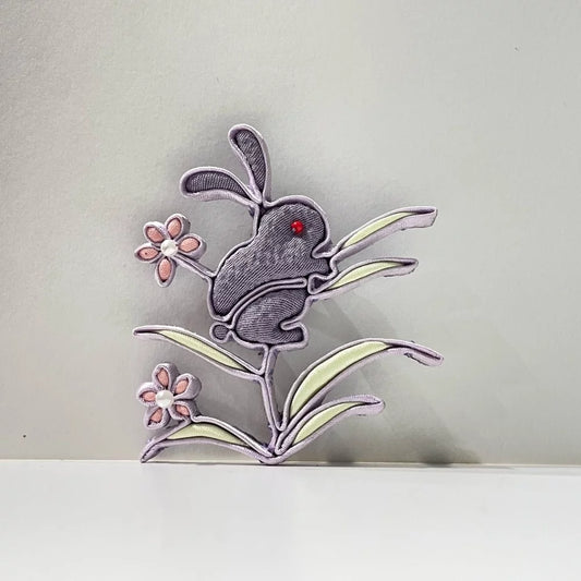 Rabbit on Branch Brooch