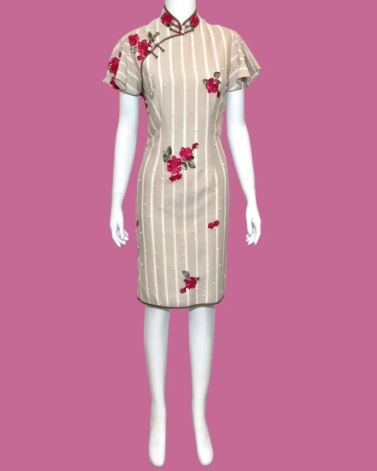 Beige Rose Pearl Cheongsam