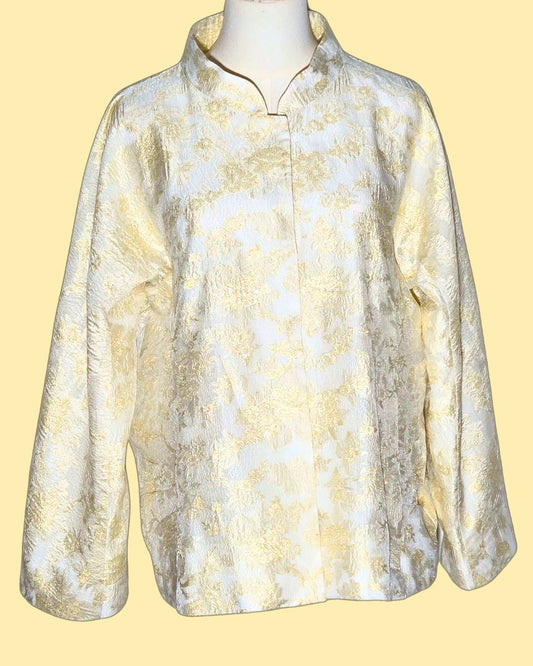 White and Gold Brocade Tang Jacket