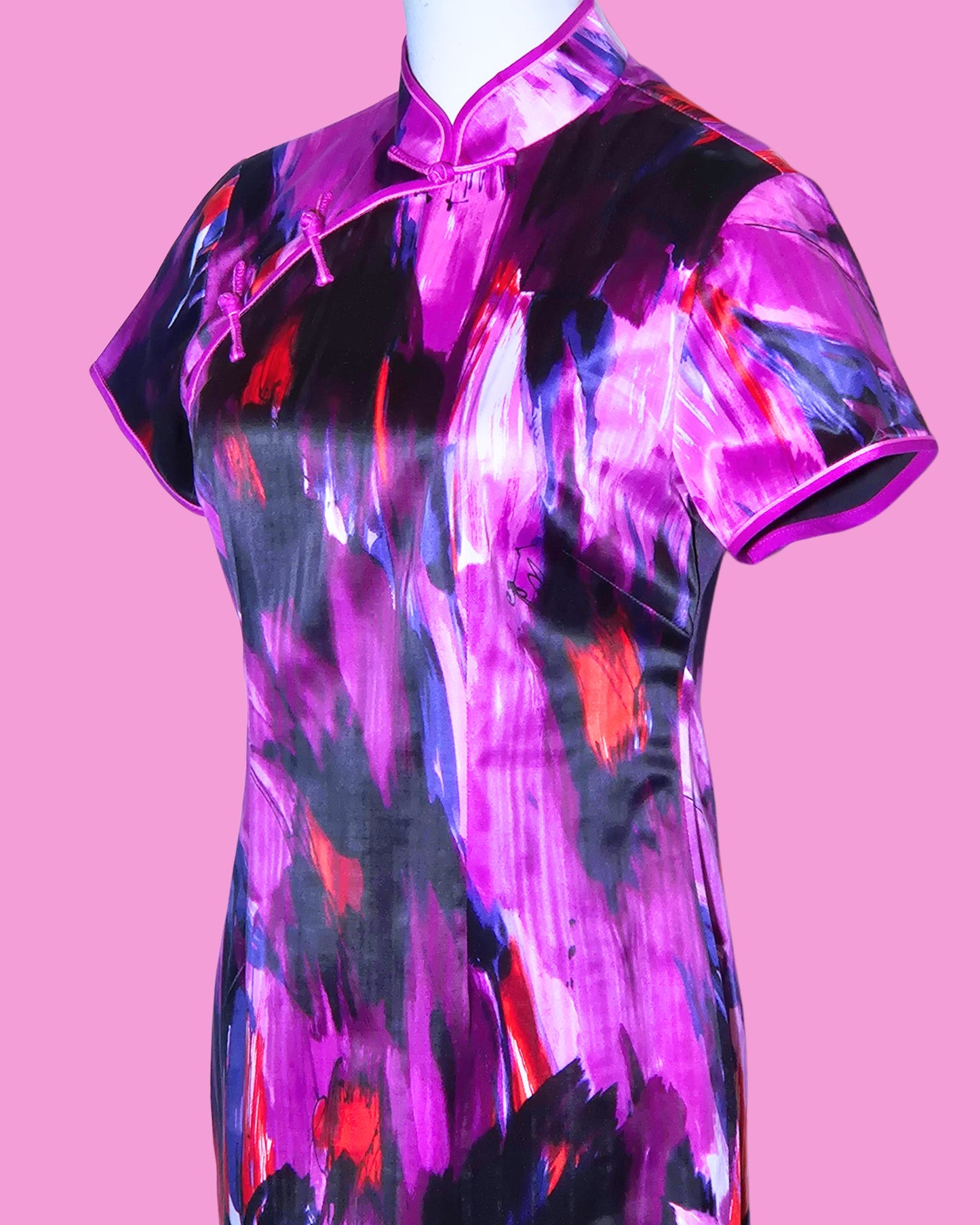 Purple and Red Brushstroke Cheongsam