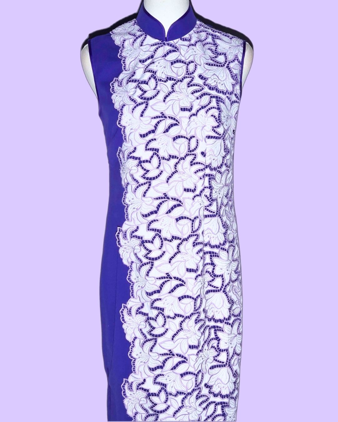 White Lace and Purple Cheongsam