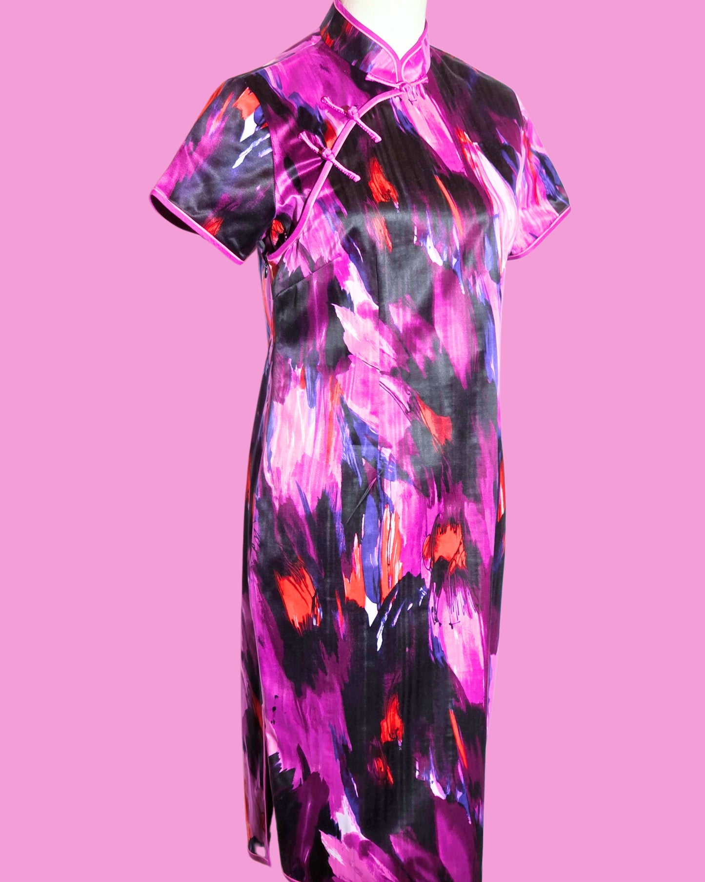Purple and Red Brushstroke Cheongsam