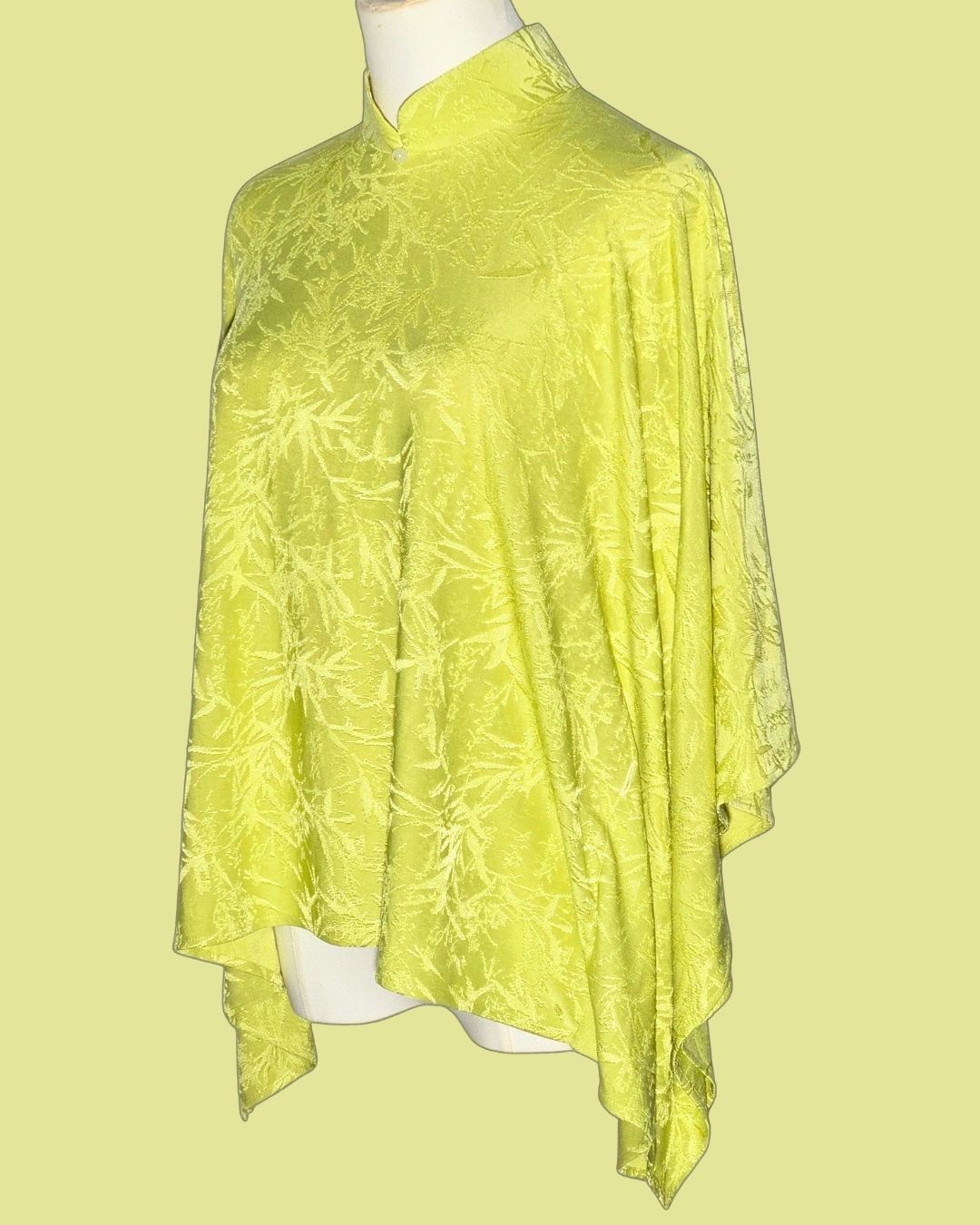 Lime Green Floral Cheongsam Cape