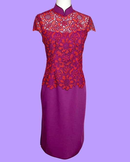 Purple Orange Lace Cheongsam