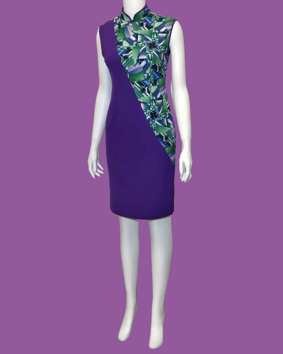 Lavender Purple Asymmetric Cheongsam