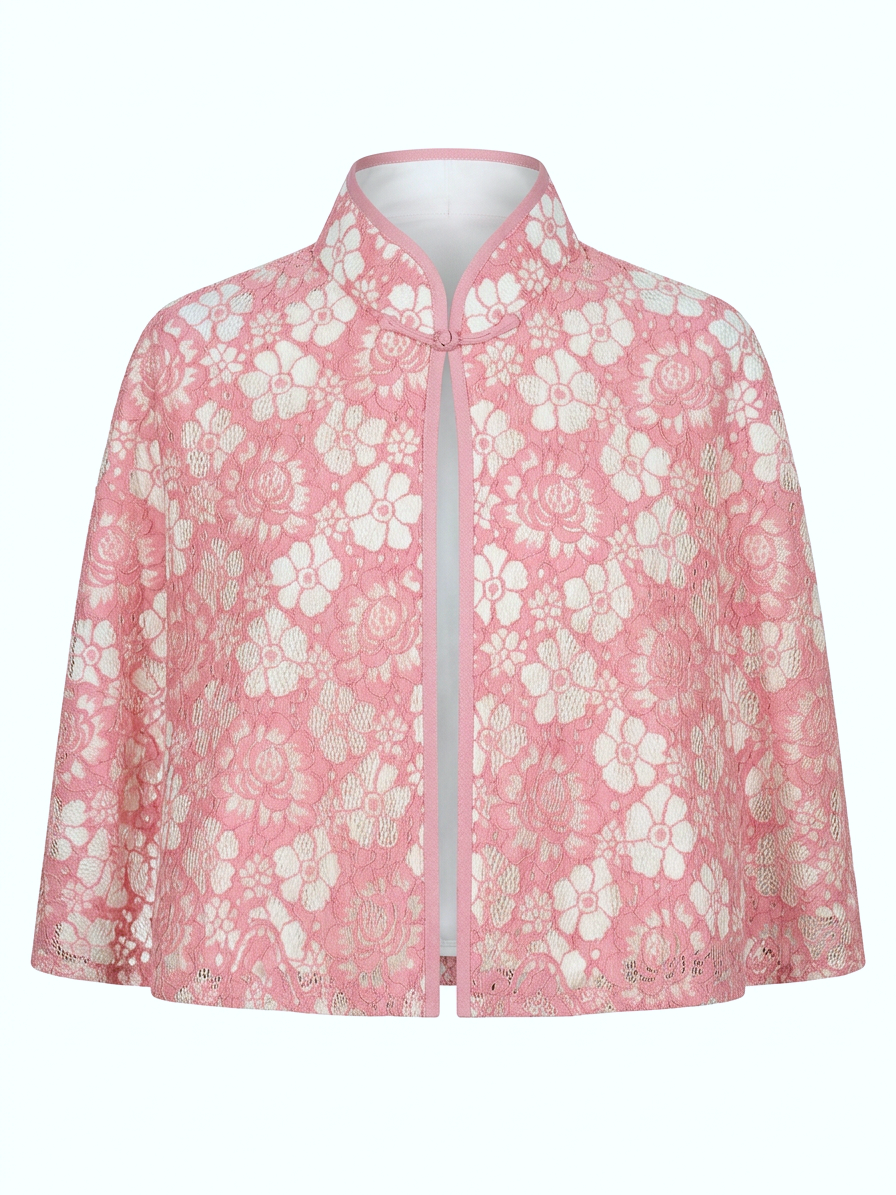 Pink Lace Cheongsam Cape
