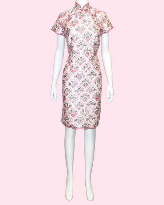 Pink Jacquard Art Deco Cheongsam