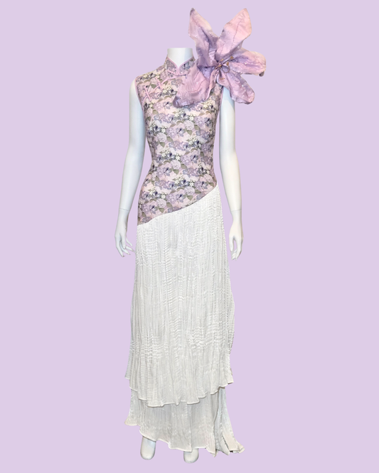 Lavender Floral Printed Cheongsam