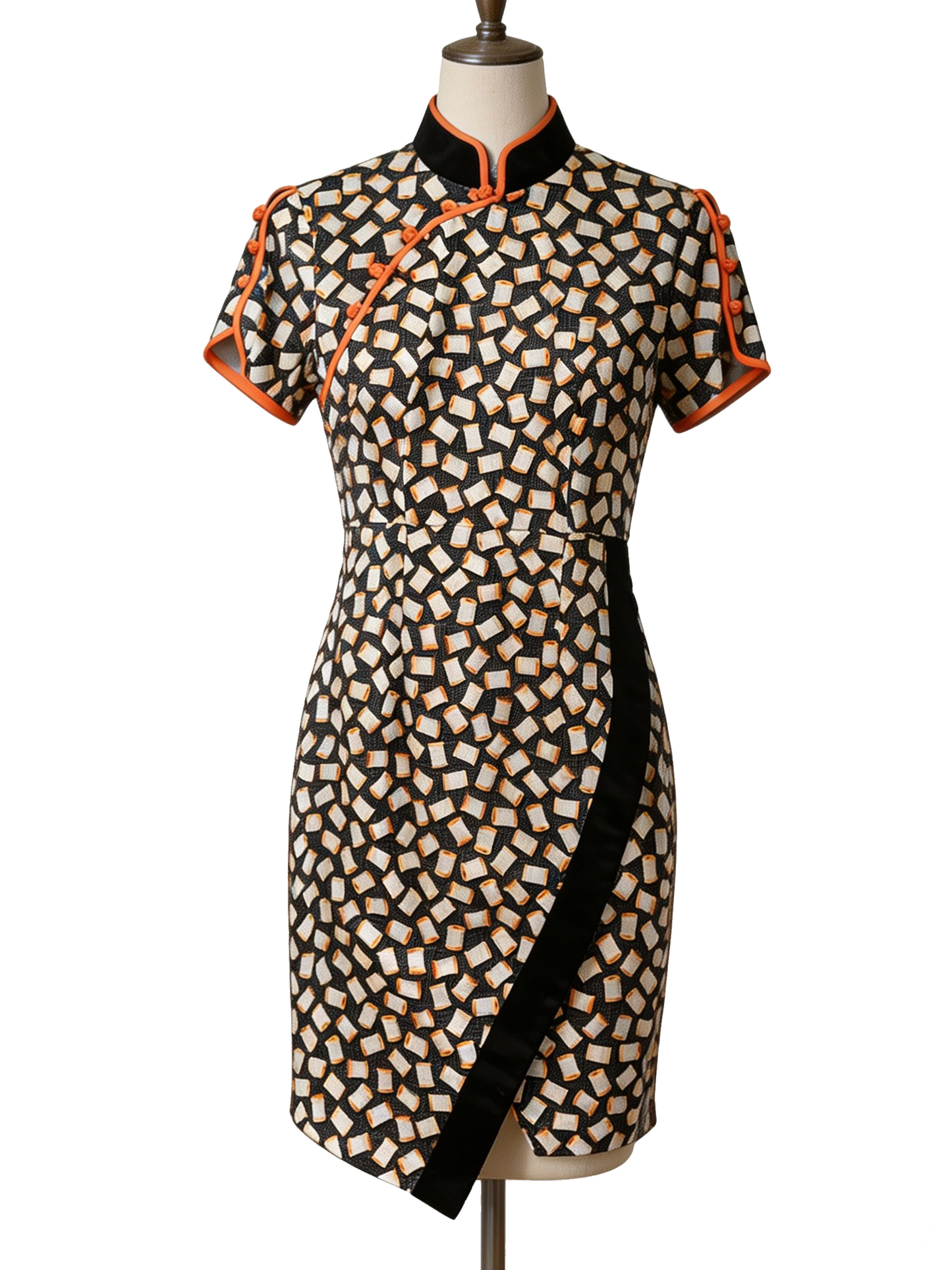 Geometric Abstract Print Cheongsam