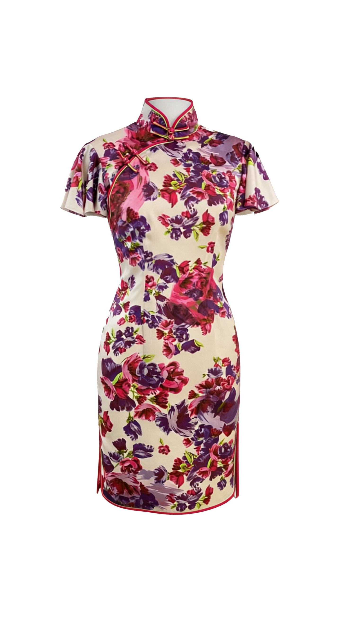 Fuchsia Floral Flutter Cheongsam