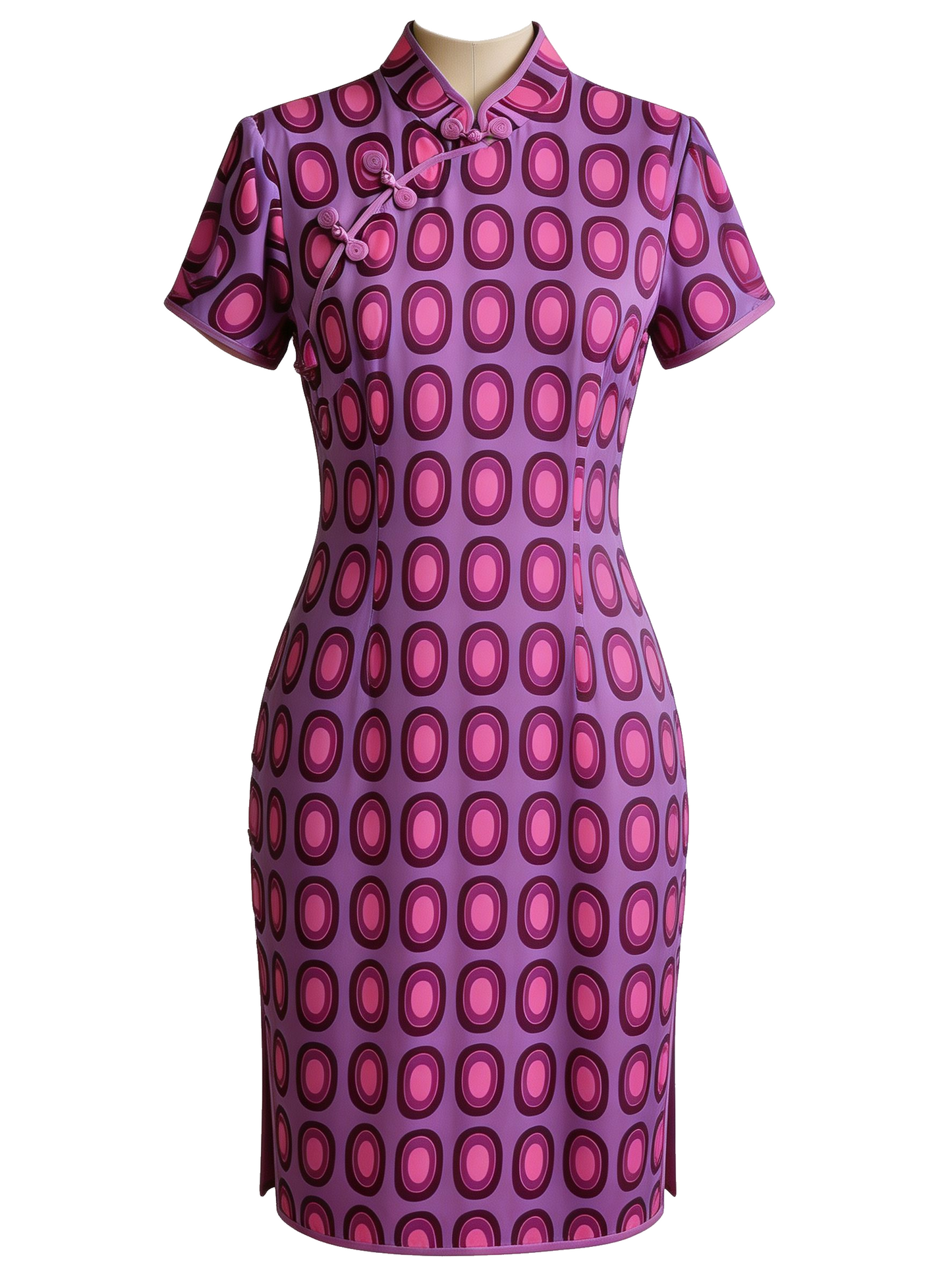 Purple Oval Cheongsam