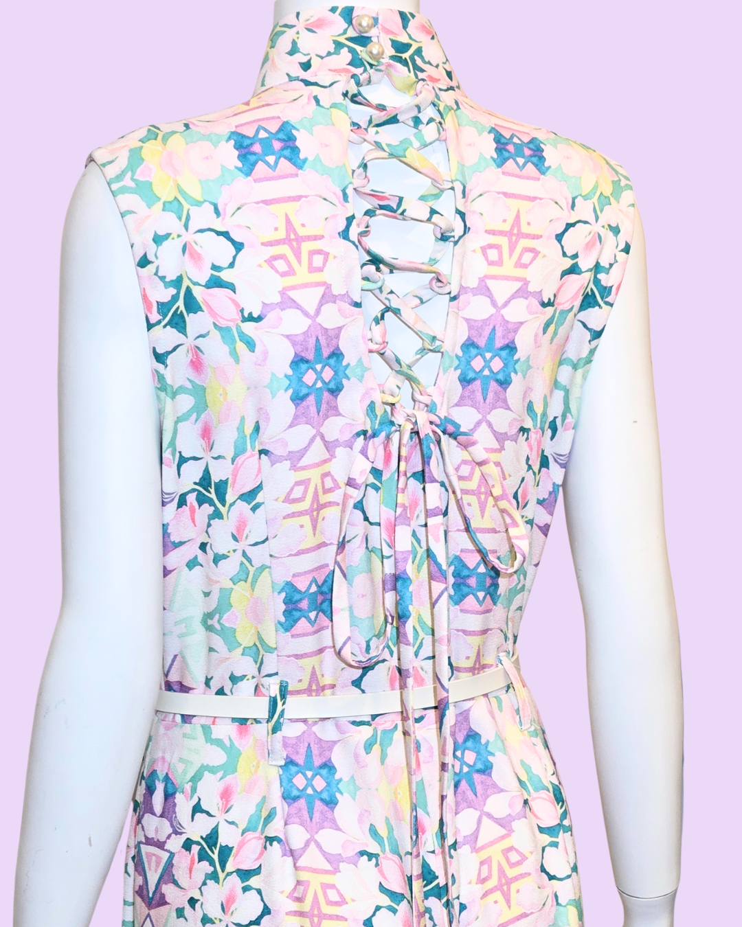 Purple Floral Print Jumpsuit Cheongsam