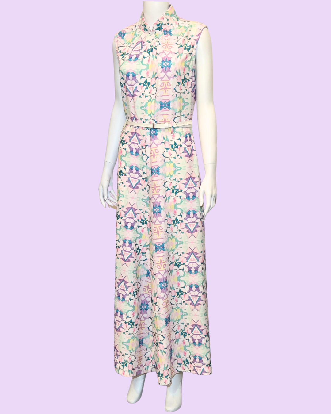 Purple Floral Print Jumpsuit Cheongsam