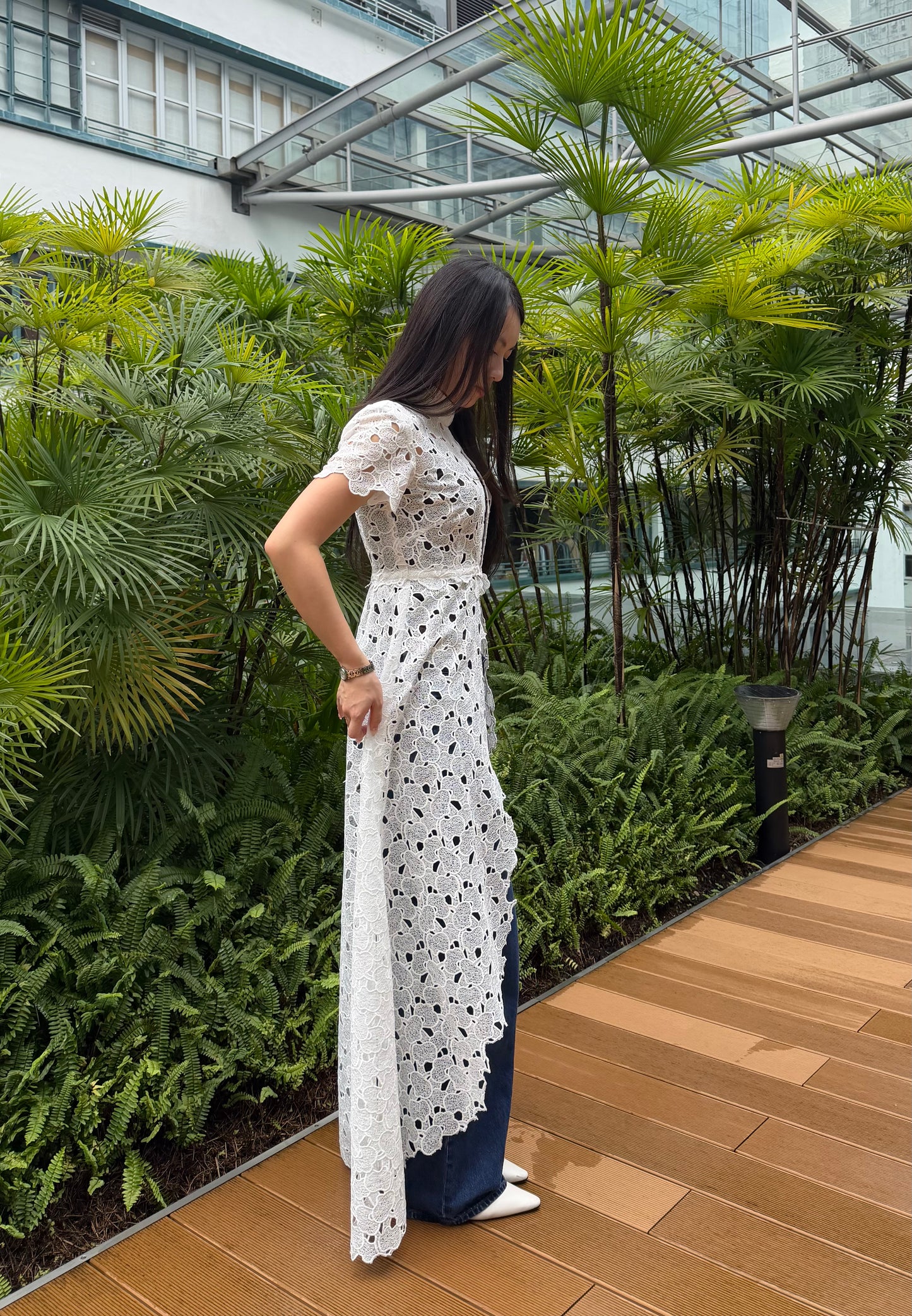 Multi-way Maxi Cheongsam Duster Lace Cardigan